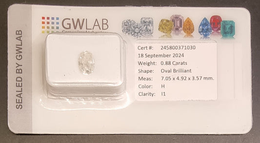 Naturlig oval diamant – 0,88 ct – H / I1