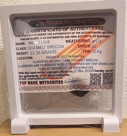 NWA 15468 – Sjeldent OC4 Melt Breccia – 52,36 g – bilde 2 av 2
