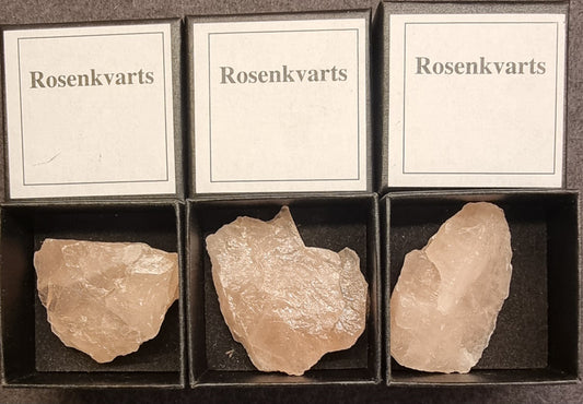 Rosenkvarts – rå stein i gaveeske