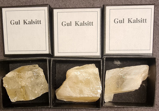 Gul kalsitt – rå stein i gaveeske
