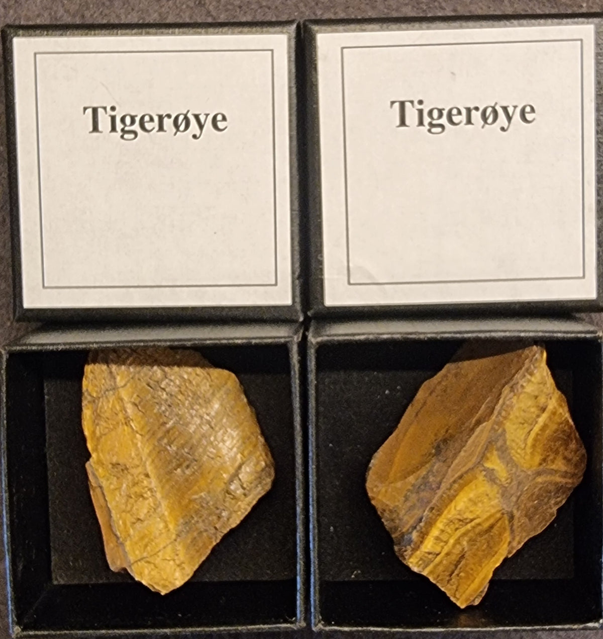 Tigerøye – rå stein i gaveeske