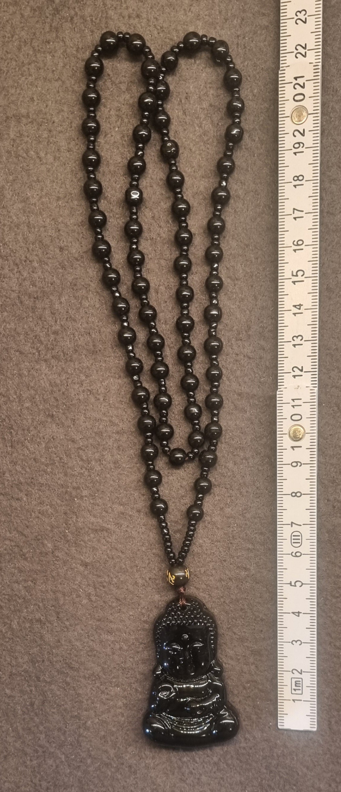 Sort obsidian – Buddha-kjede