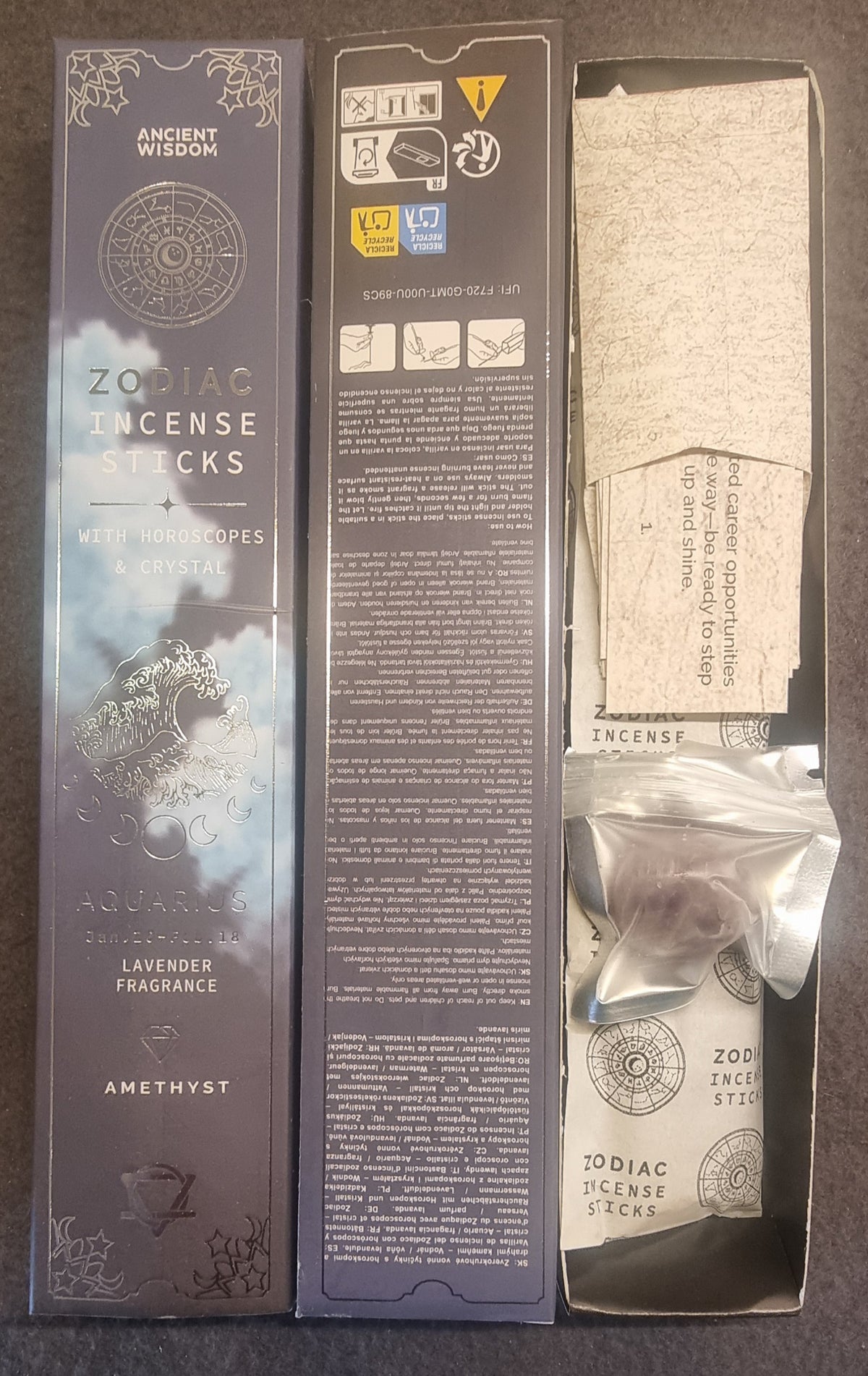 Zodiac Incense Sticks – Aquarius / Vannmannen – lavendel &amp; ametyst