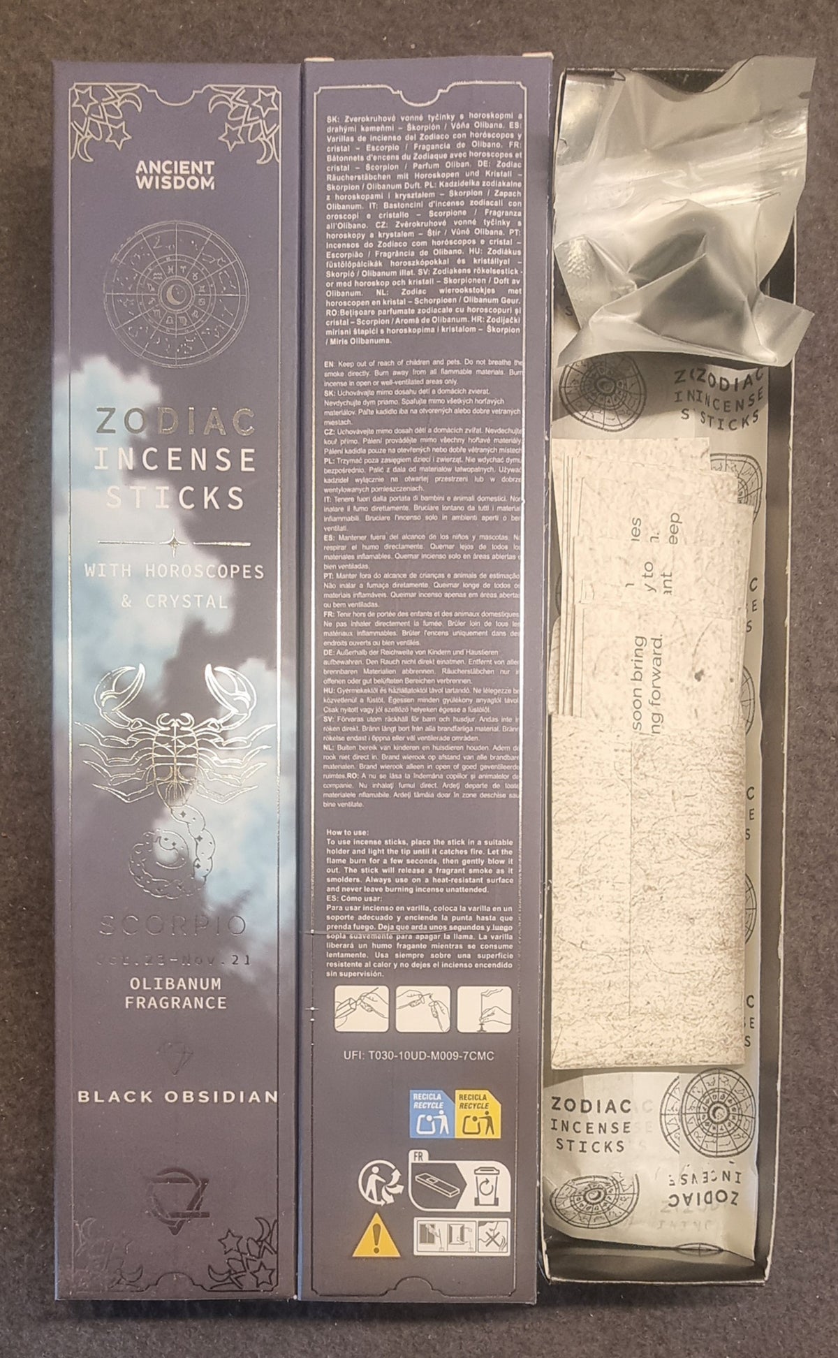 Zodiac Incense Sticks – Scorpio / Skorpion – Olibanum &amp; Sort Obsidian
