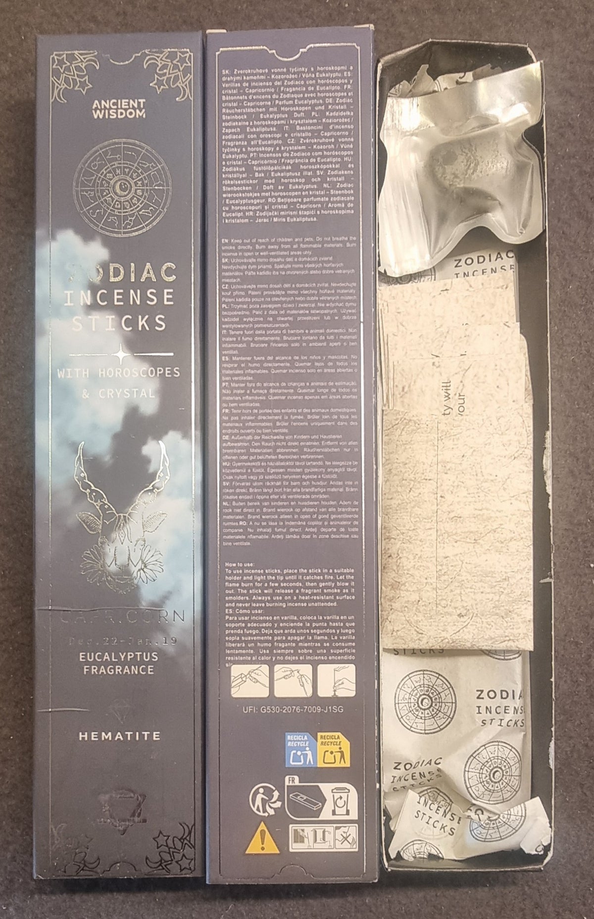 Zodiac Incense Sticks – Capricorn / Steinbukken – Eucalyptus &amp; Hematite