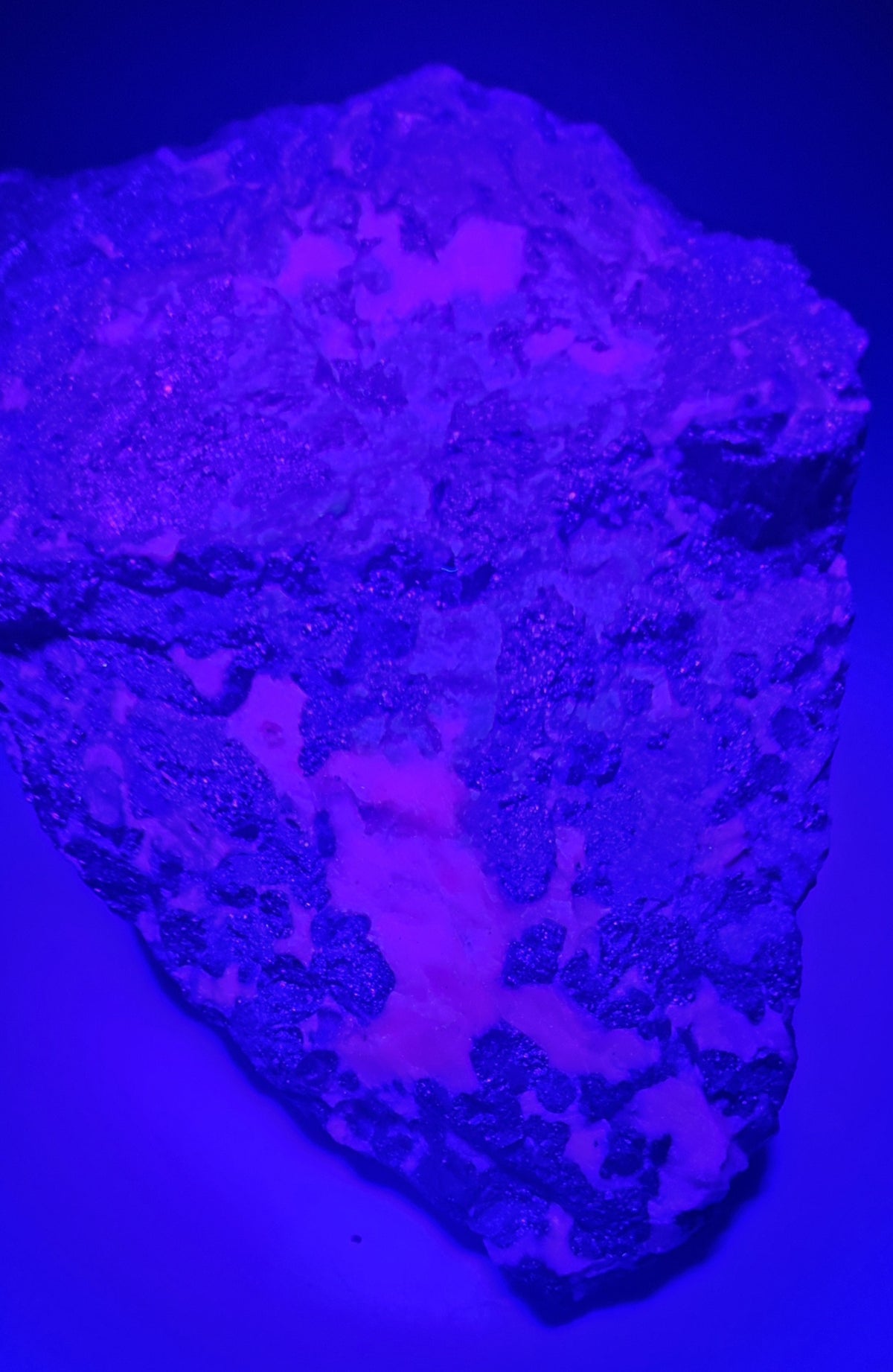 Franklinitt med fluorescerende willemitt – Franklin Mine, New Jersey