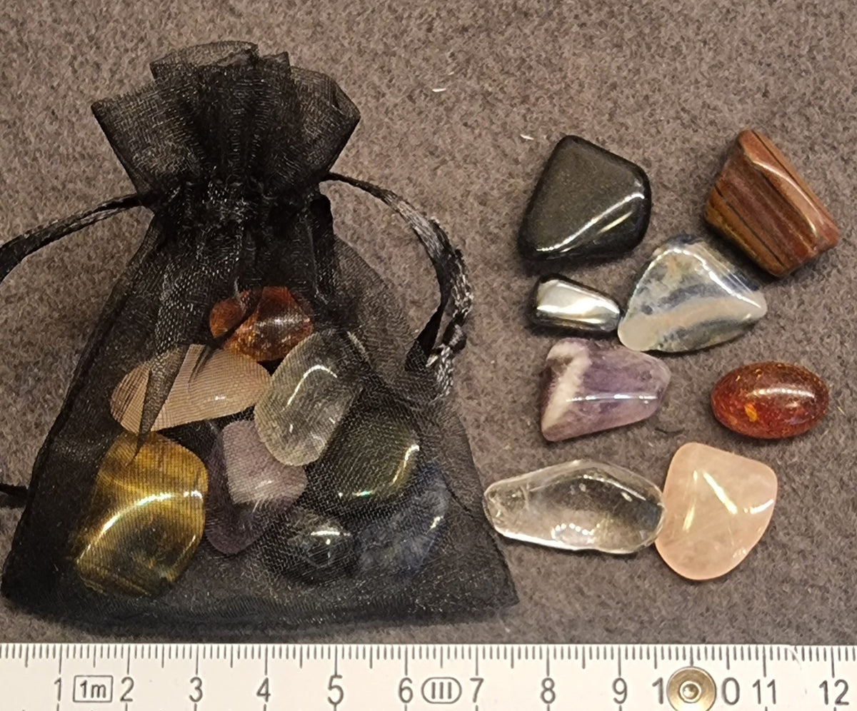 7 Chakra krystallsett – 7 chakrasteiner + Apasjetåre