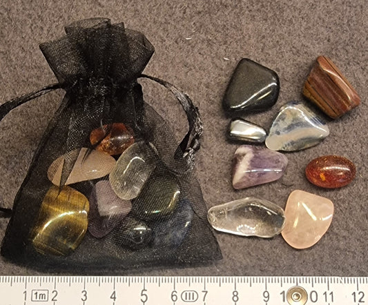 7 Chakra krystallsett – 7 chakrasteiner + Apasjetåre