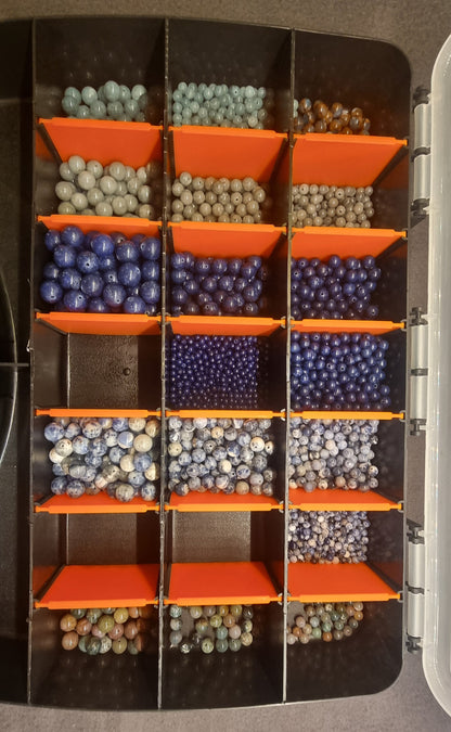 Steinperler til smykkelaging – blå kalsedon, lapis lazuli, sodalitt og indisk agat