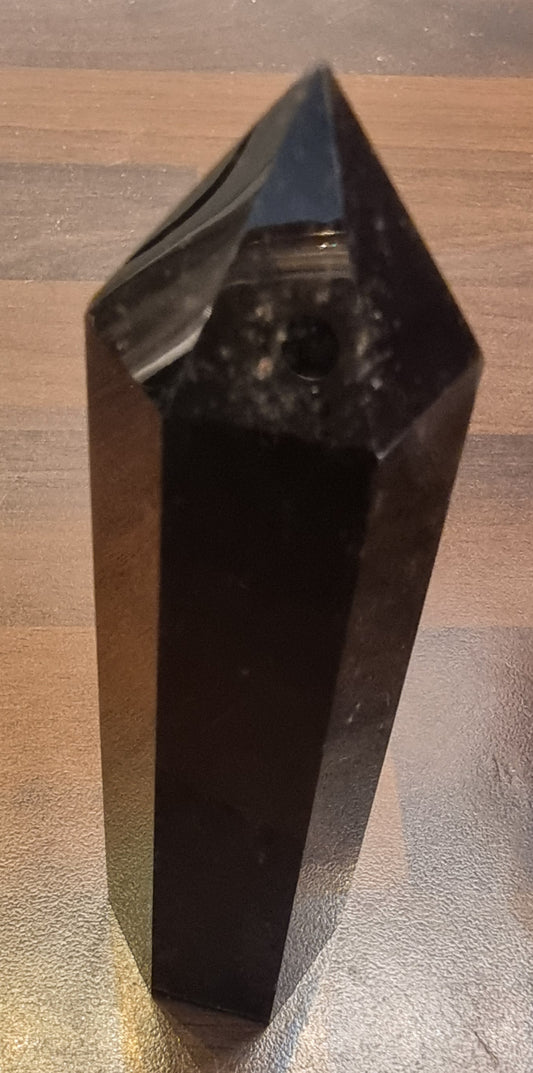 Svart obsidian tårn – ca. 10–11 cm