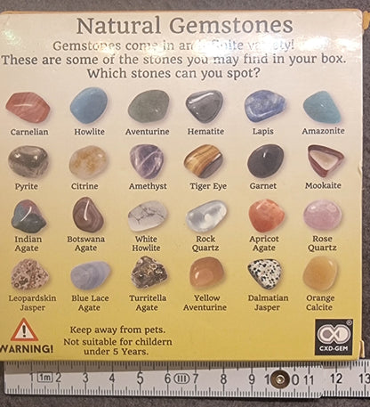 Natural Gemstones – samleboks med 20 polerte steiner