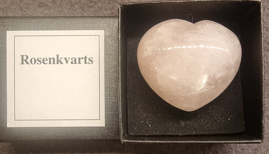 Rosenkvarts hjerte i gaveeske