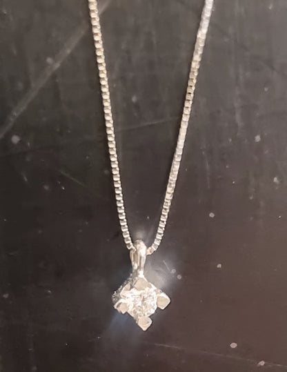 Diamantanheng – 0,06 ct naturlig diamant – 18K hvitt gull