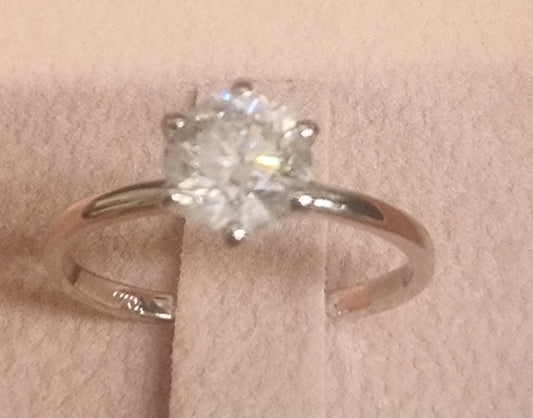 Diamantring – 1,01 ct naturlig diamant – D/SI1 – 14K hvitt gull – GCI