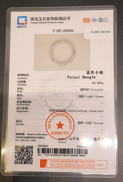 Feicui A-jade armring med NGTC-sertifikat