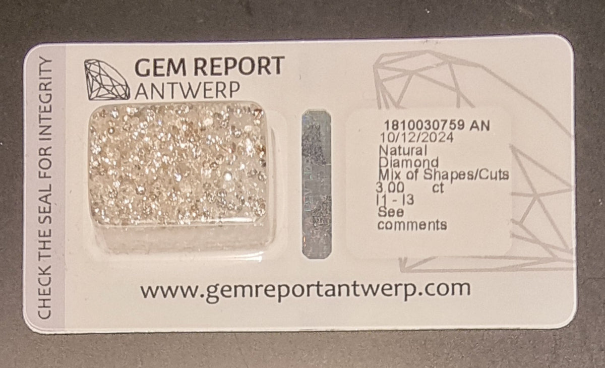 390 naturlige diamanter – totalt 3,00 ct – sertifisert