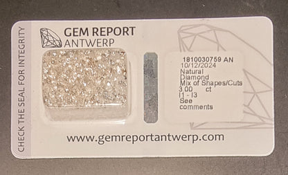 390 naturlige diamanter – totalt 3,00 ct – sertifisert