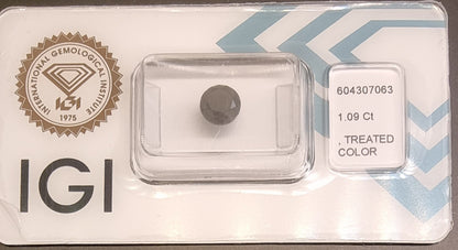 Naturlig svart diamant – 1,09 ct – IGI-sertifisert