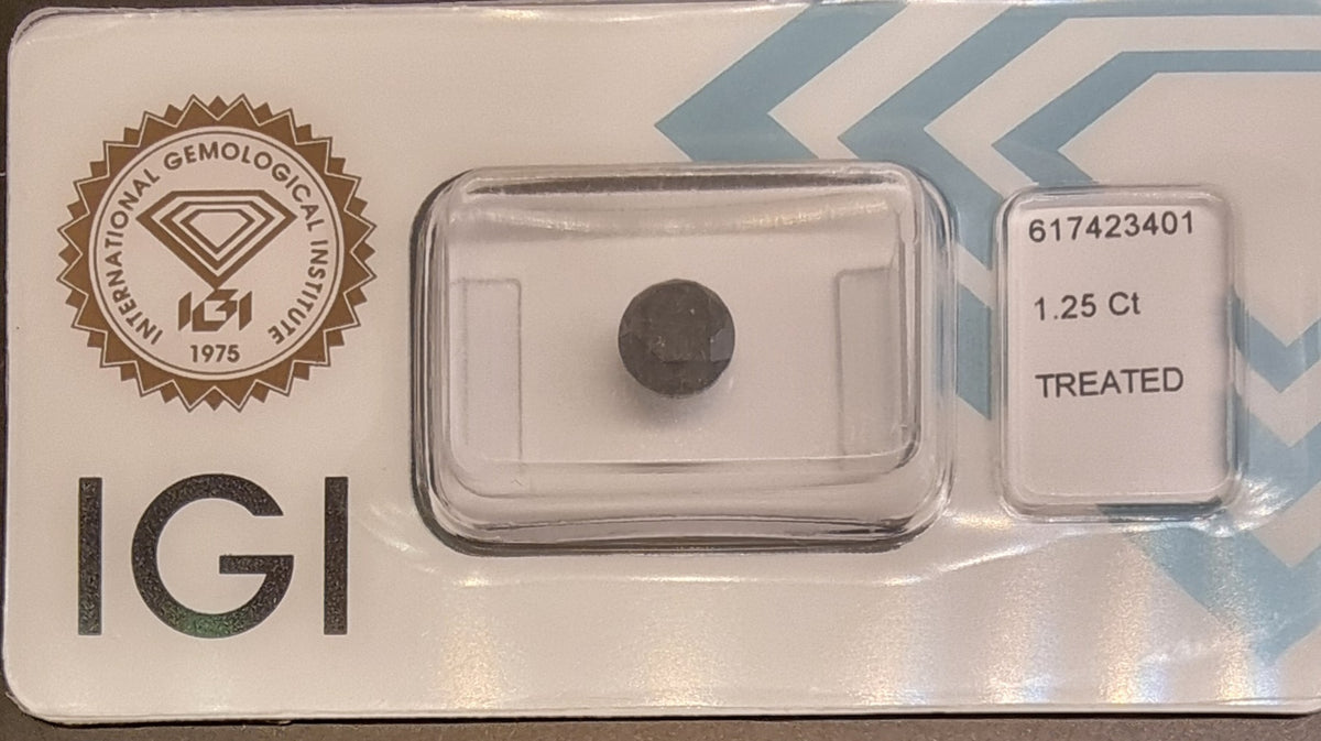 Naturlig svart diamant – 1,25 ct – IGI-sertifisert