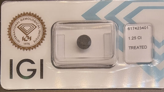 Naturlig svart diamant – 1,25 ct – IGI-sertifisert