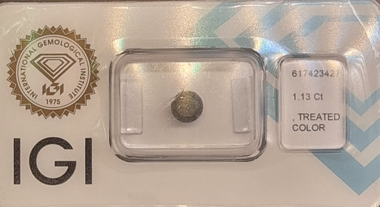 Naturlig svart diamant – 1,13 ct – IGI-sertifisert