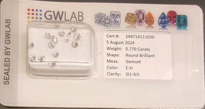 15 naturlige diamanter – 0,77 ct – E–H / SI1–SI3
