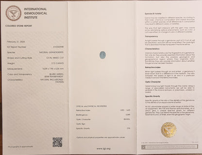 Naturlig grandidierite – 2,73 ct – IGI-sertifisert
