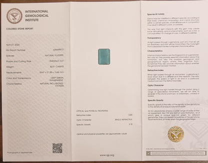 Stor naturlig fluoritt – 82,51 ct – Deep Green – IGI