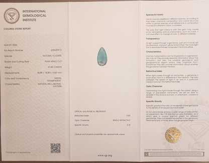 Naturlig grønn fluoritt – 47,65 ct – IGI-sertifisert