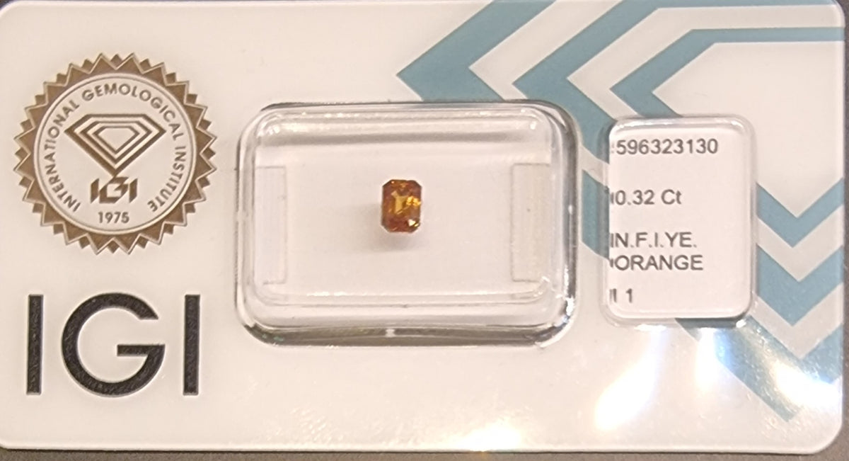 Naturlig Fancy Intense Yellowish Orange diamant – 0,32 ct – IGI