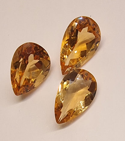 BRASILIANSK CITRIN – 3 PÆRESLIPTE STEINER – 12,27 CT