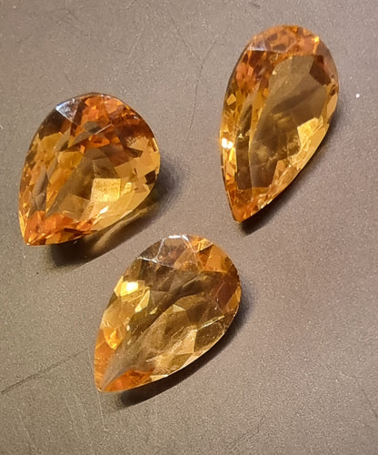 BRASILIANSK CITRIN – 3 PÆRESLIPTE STEINER – 12,27 CT
