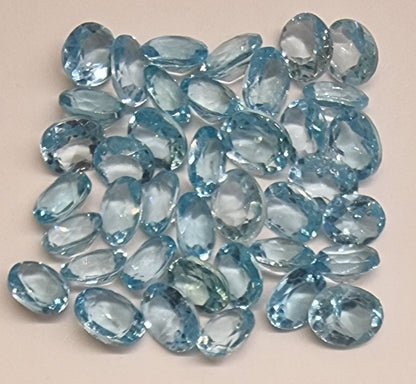 Blå apatitt – fasettert oval, ca. 3,5 × 3 mm