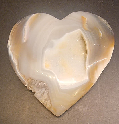 Agathjerte med kvartsdruzy – 9 cm