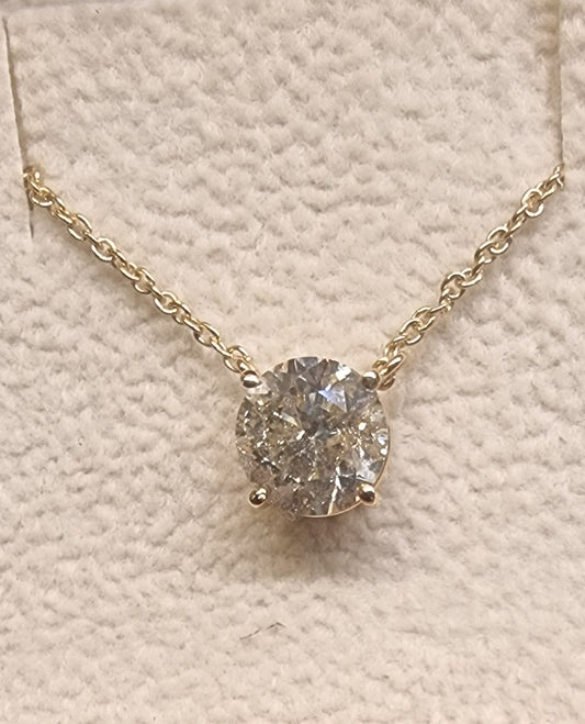 DIAMANTANHENG MED KJEDE – 1,67 CT NATURLIG DIAMANT – 14 KT GULL