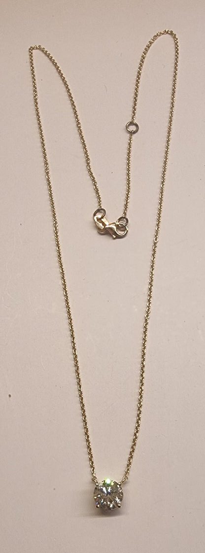 DIAMANTANHENG MED KJEDE – 1,67 CT NATURLIG DIAMANT – 14 KT GULL