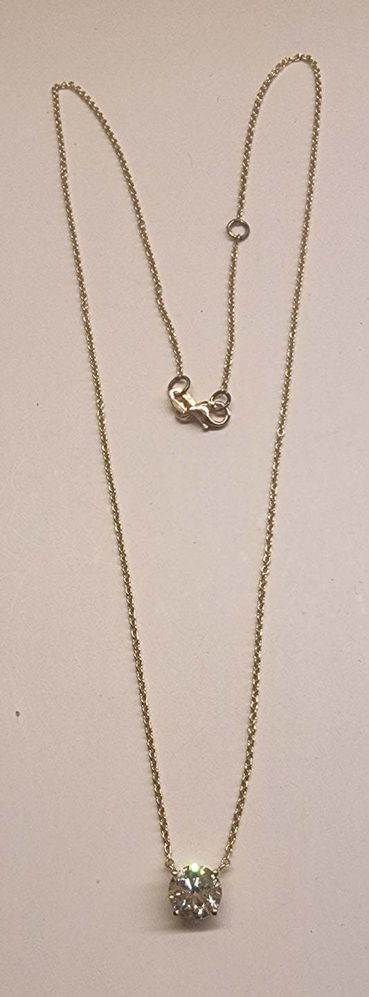 DIAMANTANHENG MED KJEDE – 1,67 CT NATURLIG DIAMANT – 14 KT GULL